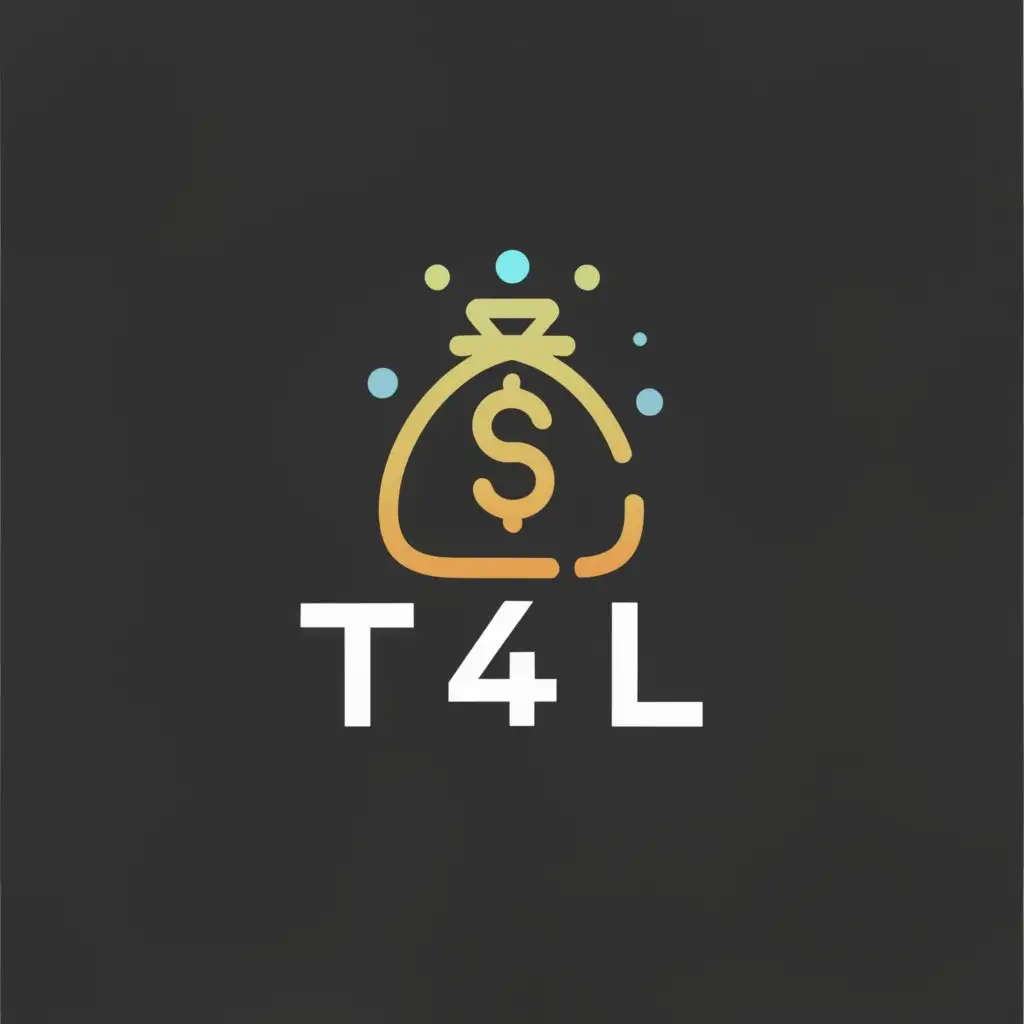 a logo design,with the text "T4L", main symbol:Money bag and diamonds,Moderate,clear background