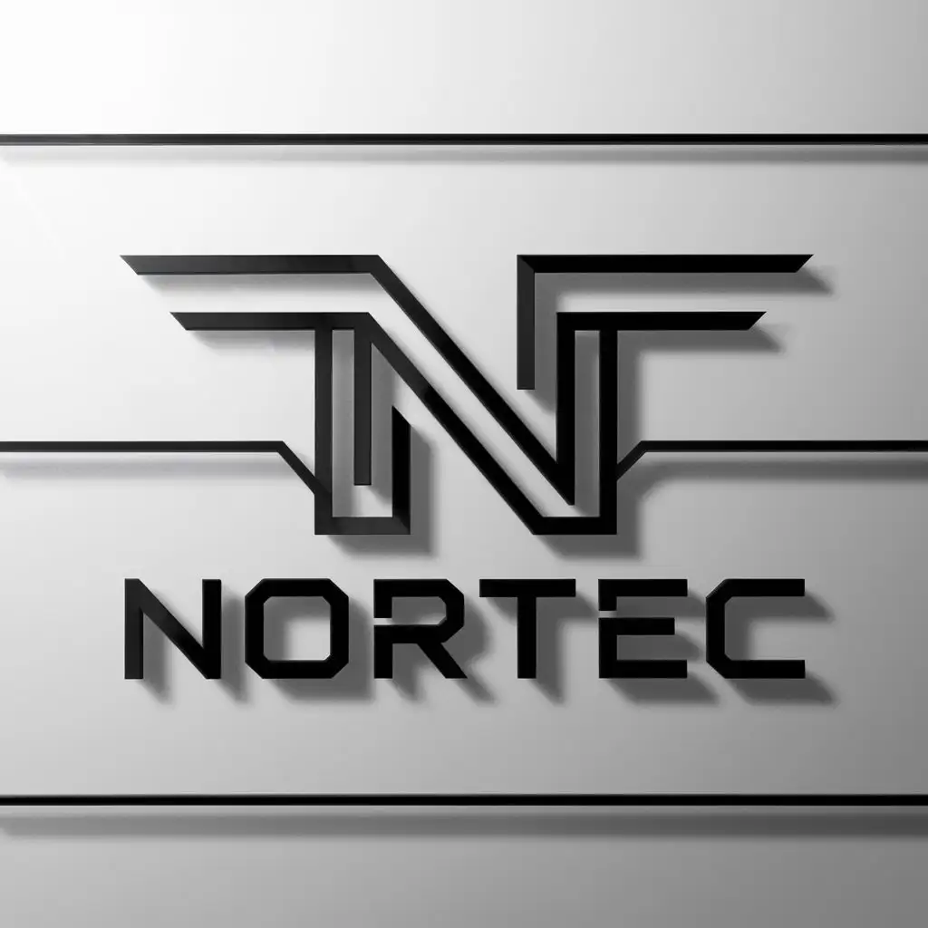 a logo design,with the text "NORTEC", main symbol:A custom-designed glyph that incorporates the letters 'N' and 'T' in a futuristic, high-tech style. This logo could feature bold lines, geometric shapes, and a modern aesthetic.,Minimalistic,be used in Technology industry,clear background