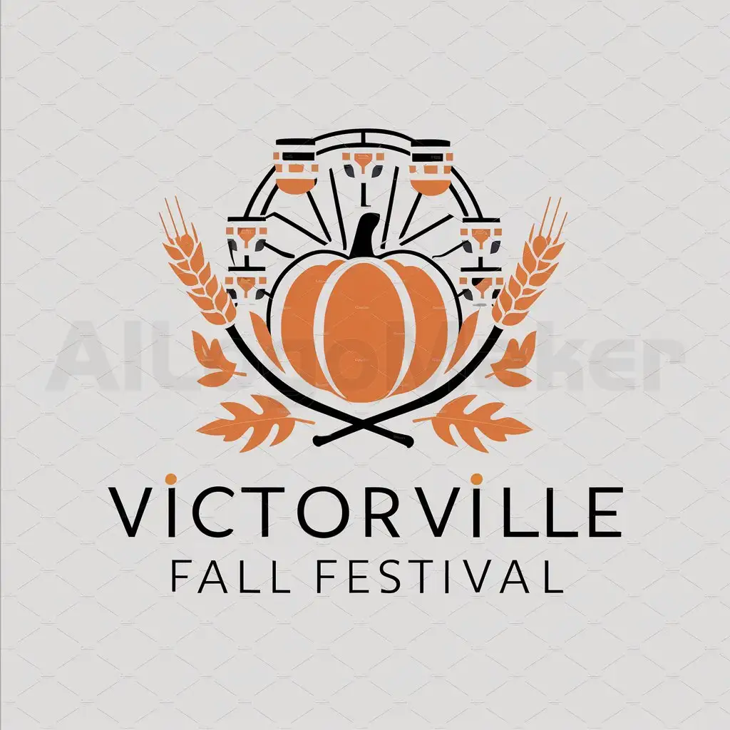 a logo design,with the text "Victorville Fall Festival", main symbol:fall leaves, pumpkins, ferris wheel, wheat stalks, music,Moderate,be used in Events industry,clear background