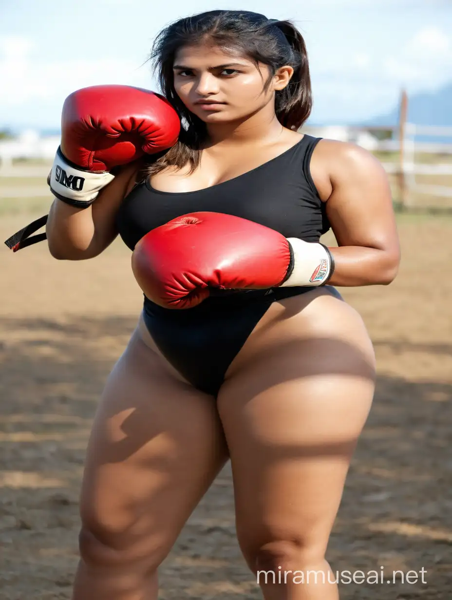 Sensual Sinhala Karate Actress Boxing in Desert Light