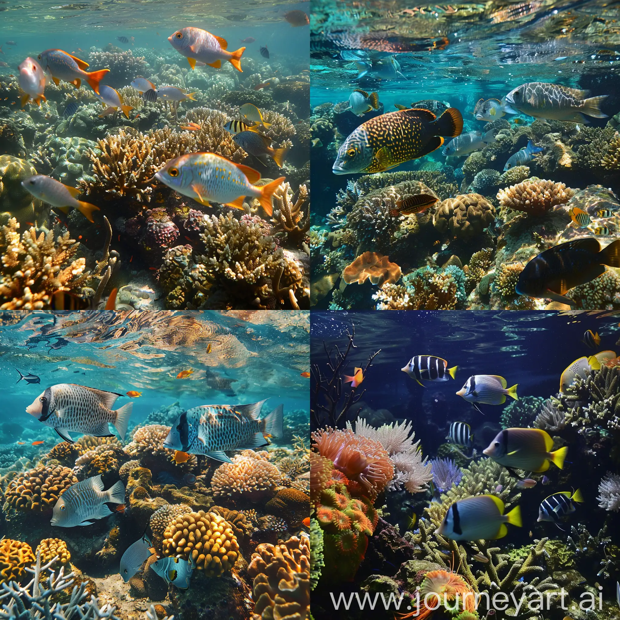 Colorful-Fish-Swimming-in-Vibrant-Coral-Reef