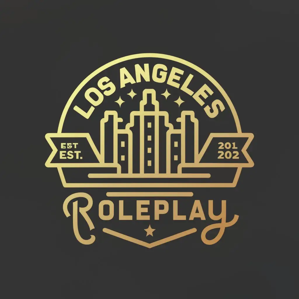 a logo design,with the text "Los Angeles roleplay", main symbol:city in a badge,Moderate,be used in Internet industry,clear background