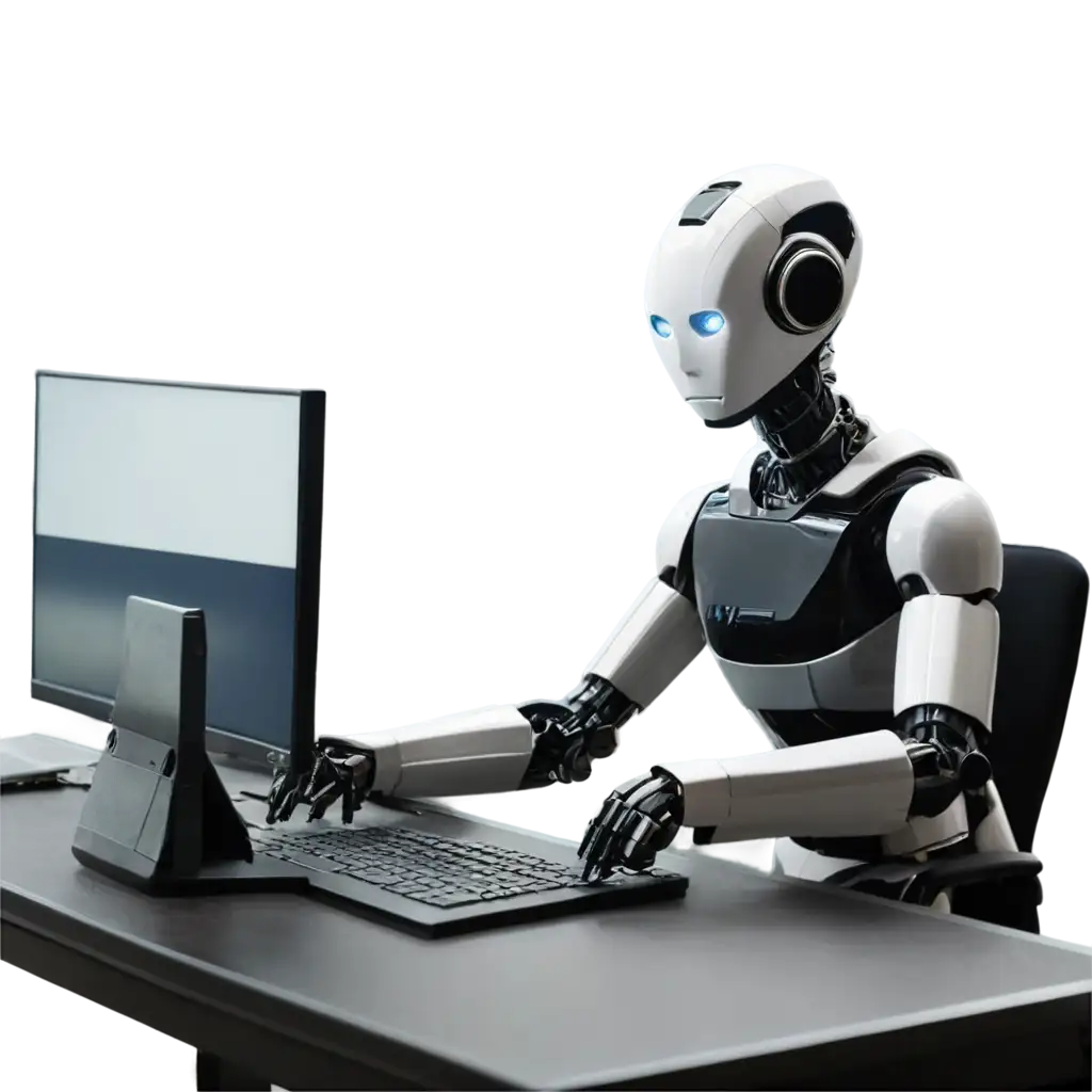 PNG-Image-of-a-Robot-on-a-Trading-Desk-Enhance-Your-Financial-Content-with-Futuristic-Visuals