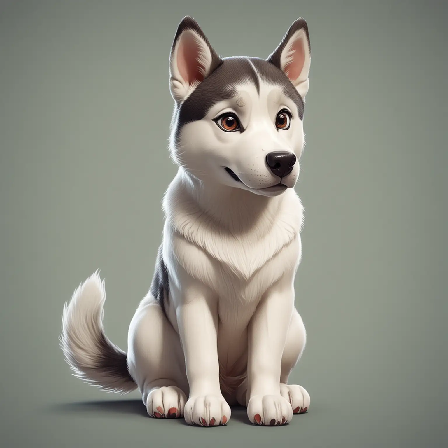 Cartoon-Siberian-Husky-Dog-Sitting-Pose-Illustration