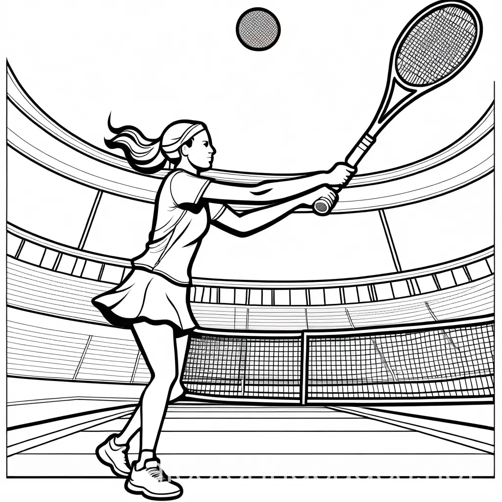 Olympic-Tennis-Coloring-Page-Players-in-Action-on-White-Background