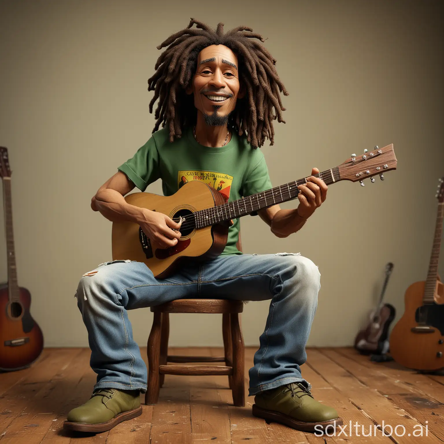 Bob-Marley-Caricature-Playing-Ibanez-Guitar-in-Wooden-Chair