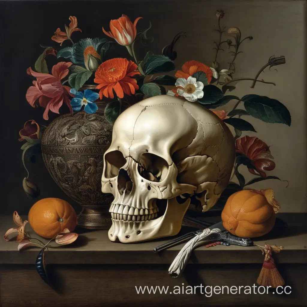 Skull-in-Artistic-Still-Life-Composition