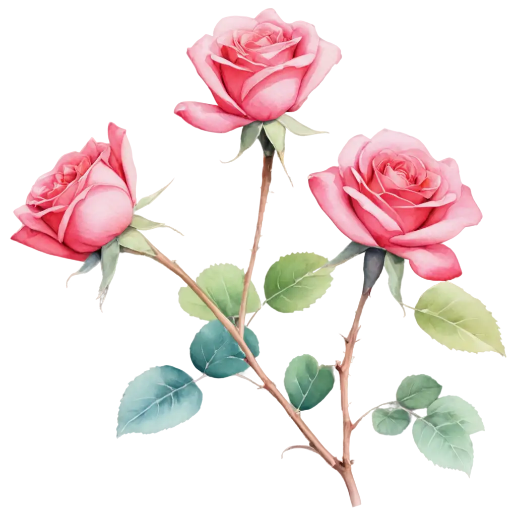 Exquisite-Watercolor-Rose-Drawing-in-PNG-Format-Perfect-for-Digital-Art-Enthusiasts
