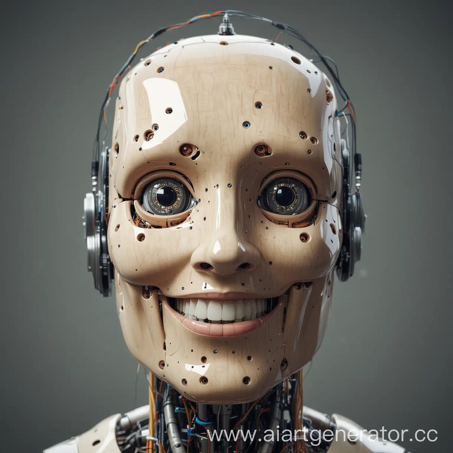 Счастливое лицо нейросети робота