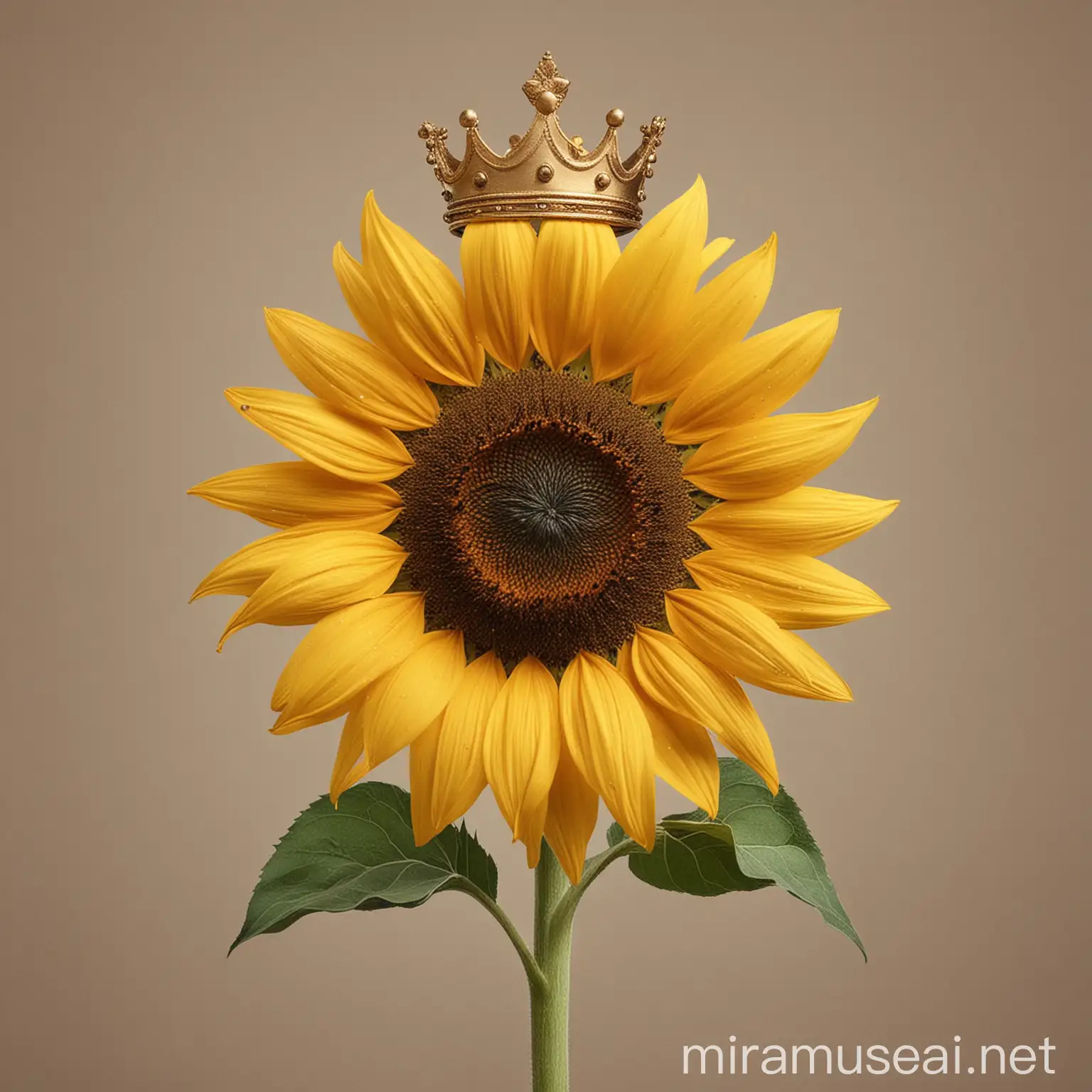 Majestic Sunflower Wearing a Regal Crown Vibrant Floral Art