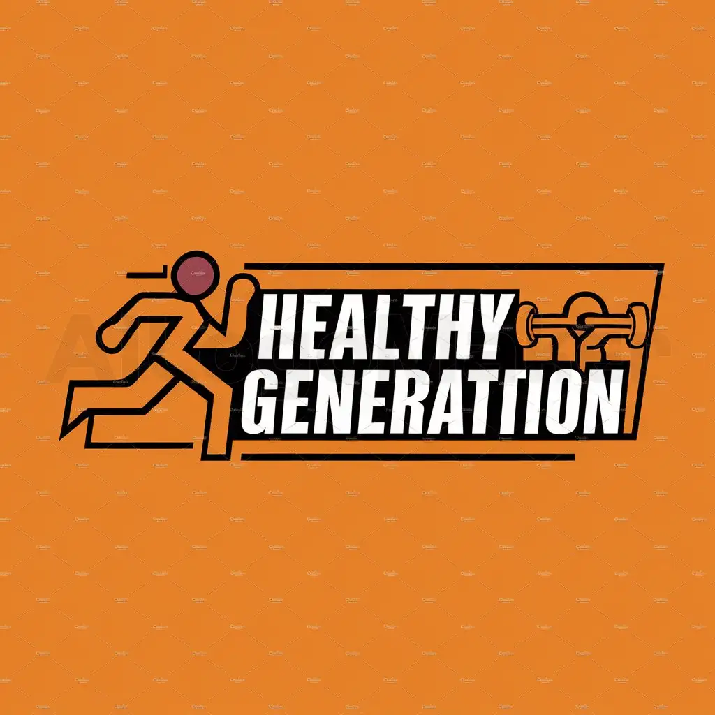 a logo design,with the text " healthy generation", main symbol:create a logo on the theme of healthy recreation, on an orange background and with the thematically designed inscription “healthy generation”,Moderate,be used in Sports Fitness industry,clear background