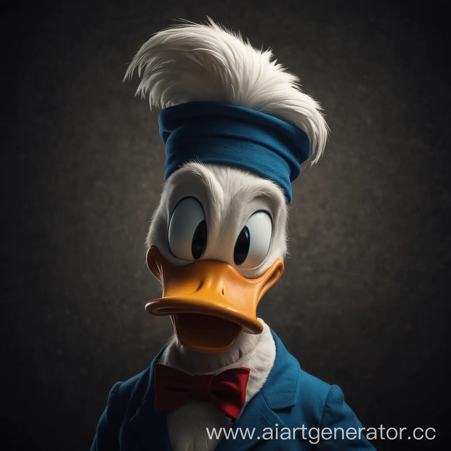 Donald-Duck-in-Dark-HDR-Style-with-Caption-Backdrop
