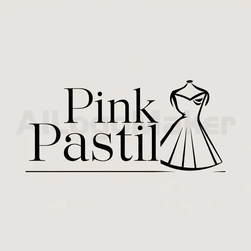 a logo design,with the text "pink pastil", main symbol:women dress,Minimalistic,clear background