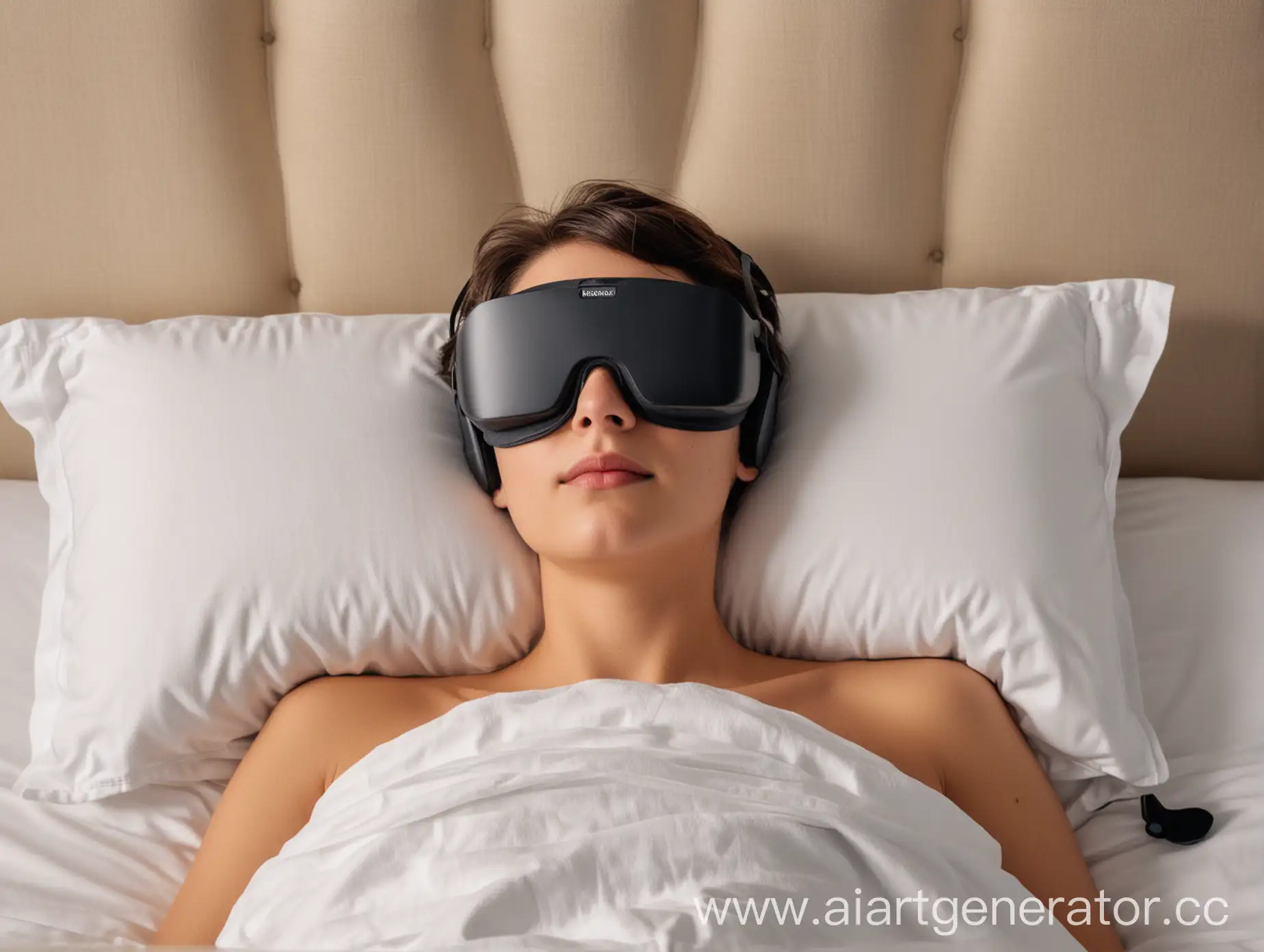Relaxing-Bedtime-with-VR-Sleep-Mask-and-Speakers