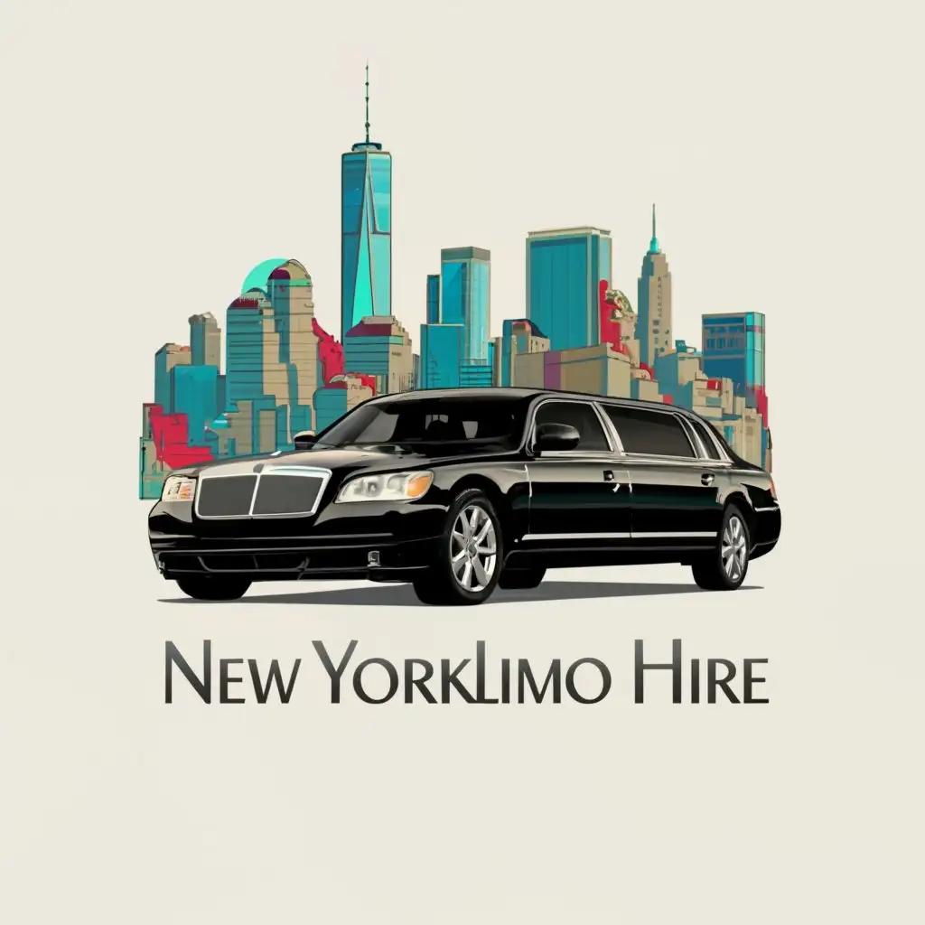 LOGO-Design-for-New-York-Limo-Hire-Sleek-Black-Limousine-amidst-Iconic-Cityscape