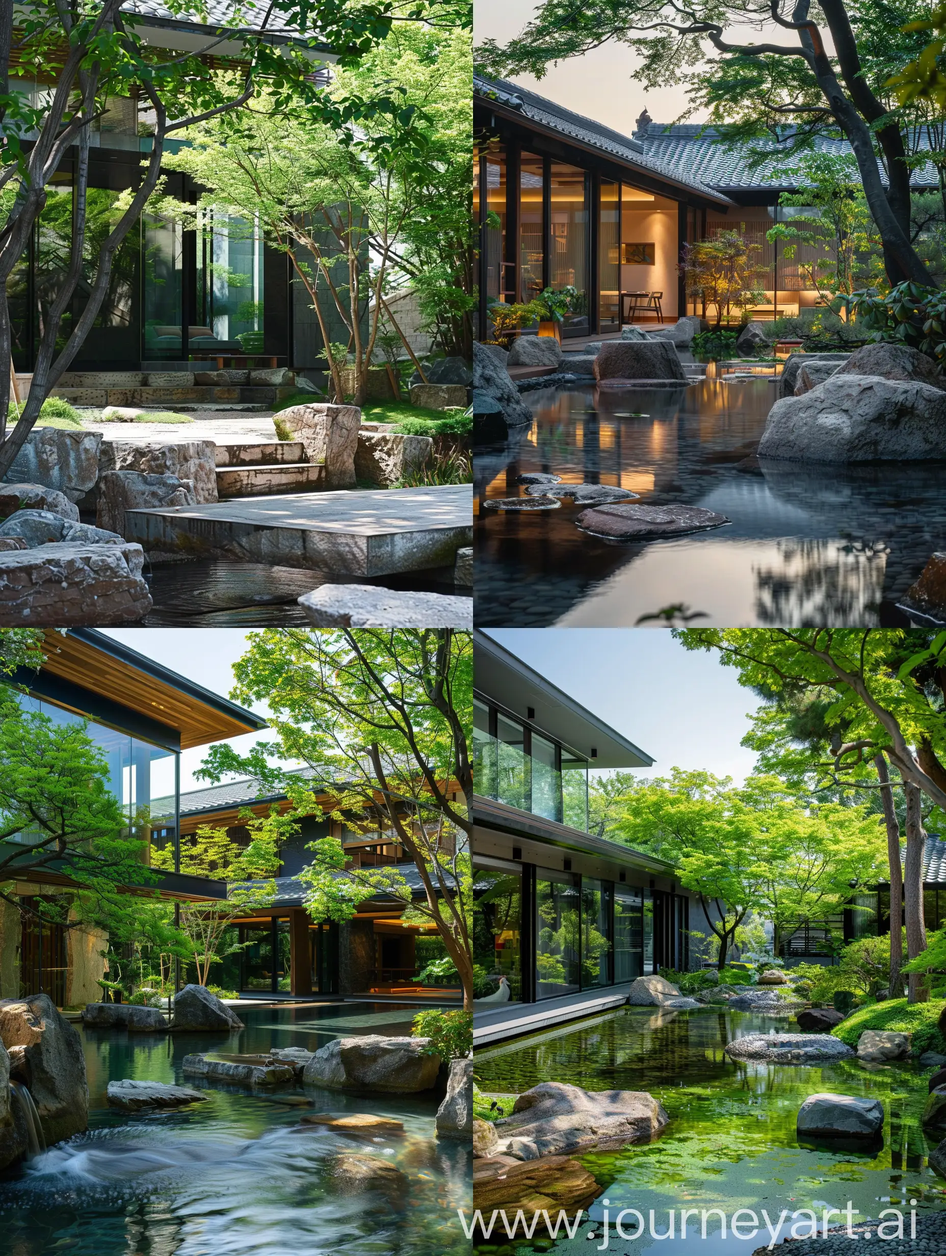 Artistic-Stone-and-Metal-Garden-with-Quiet-Waterscape