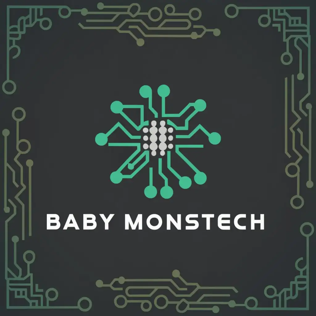 a logo design,with the text "Baby MonsTECH", main symbol:technology,Moderate,clear background