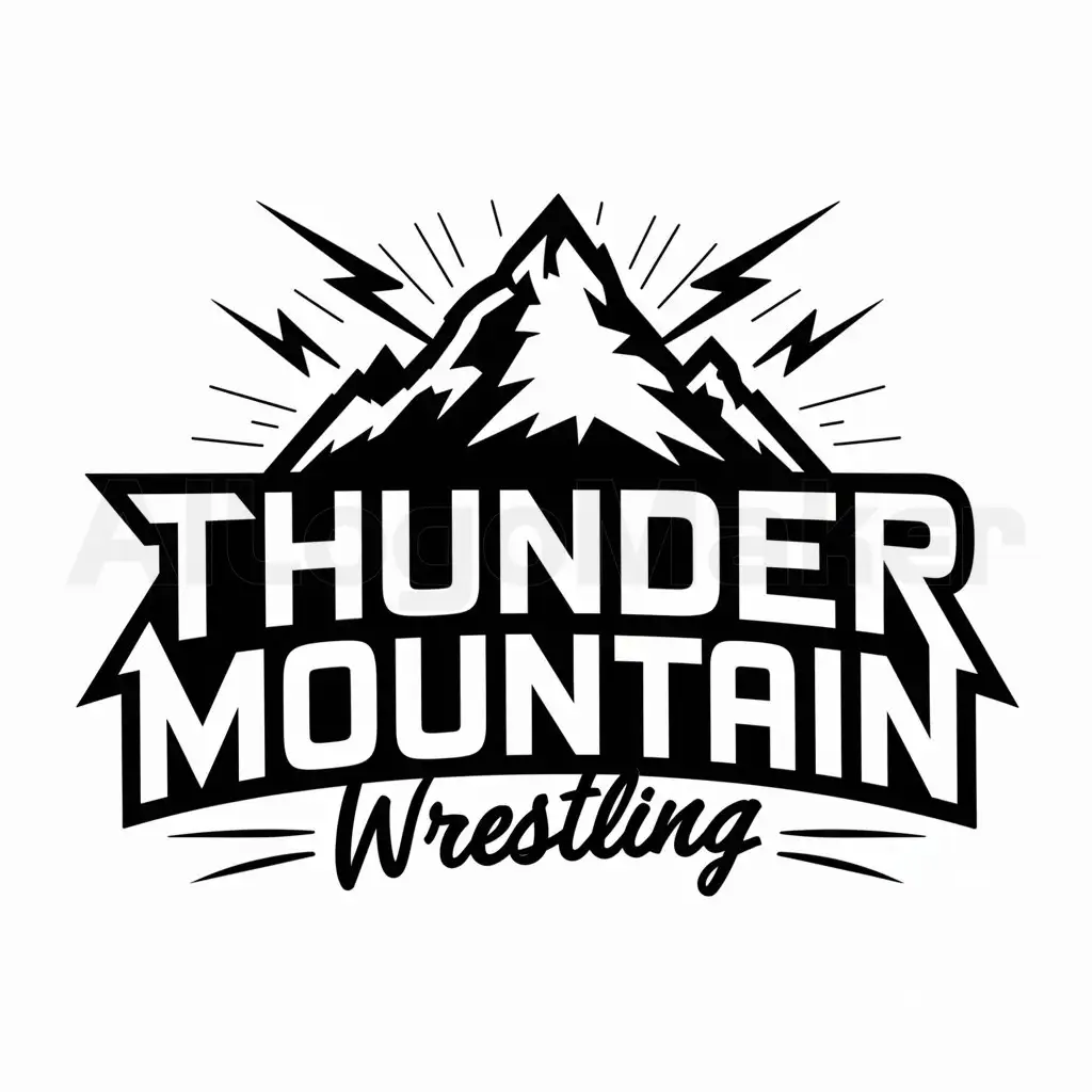 a logo design,with the text "Thunder Mountain Wrestling", main symbol:Moutain with lighting,Moderate,be used in Wrestling industry,clear background