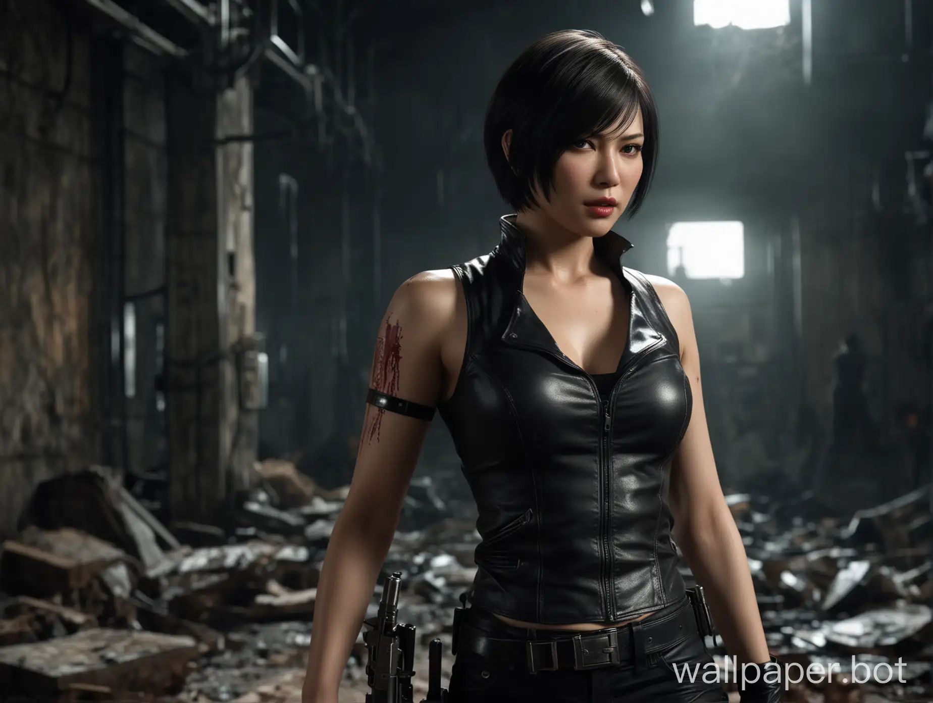 Ada-Wong-Short-Hair-Leather-Top-Revolver-Ruined-Laboratory