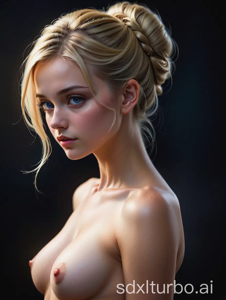 Contemplative-Nude-Woman-with-Blonde-Hair-in-Soft-Lighting