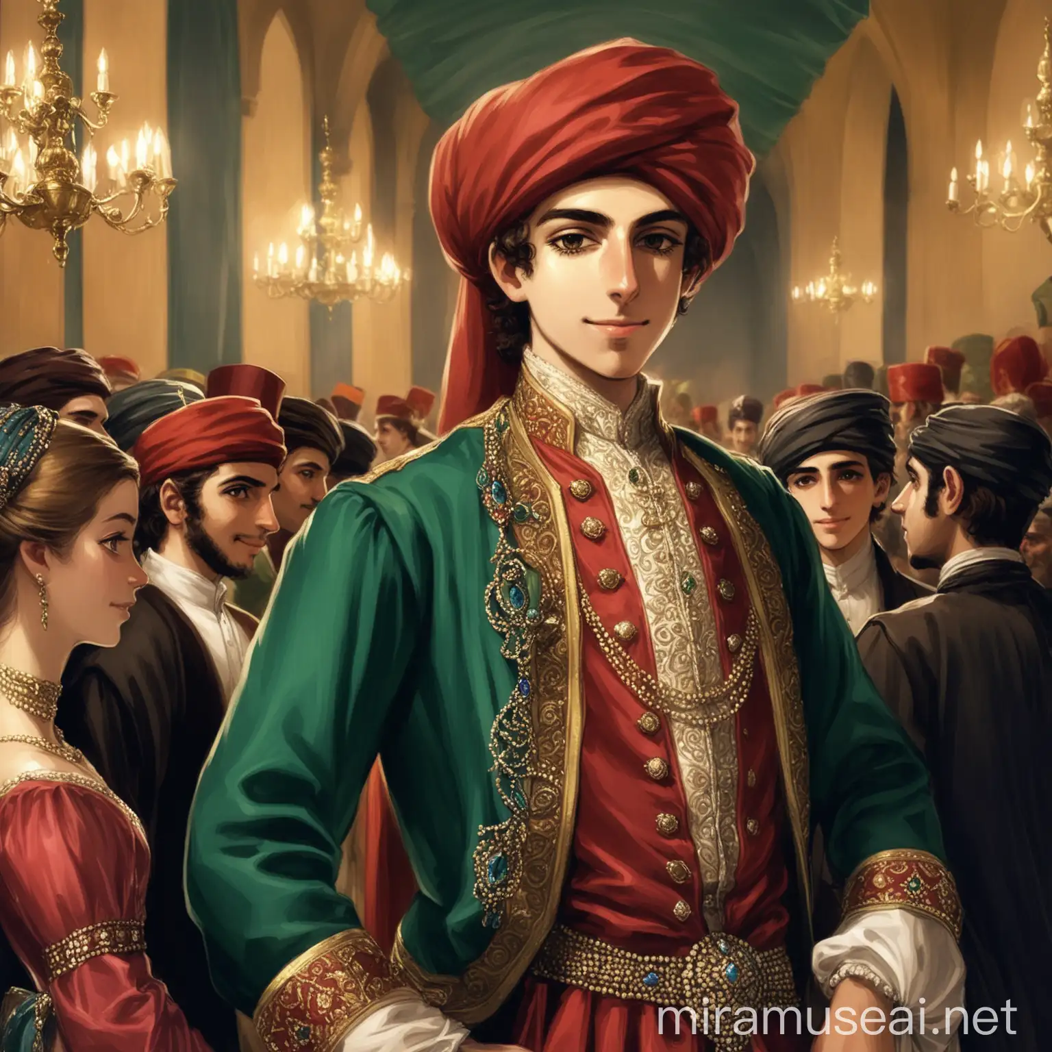 Elegant Ottoman Merchant Attending English Ball