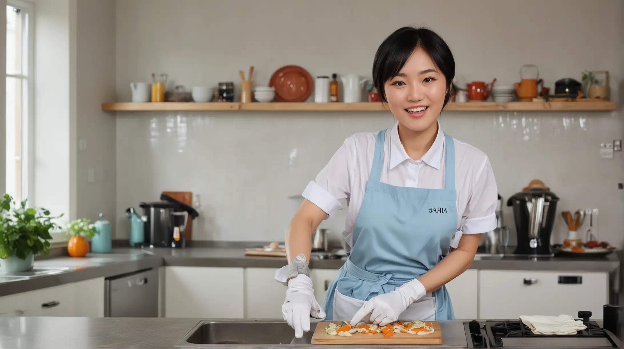 Joyful Jada House Chinese Housekeeper Cooking in Spacious Kitchen