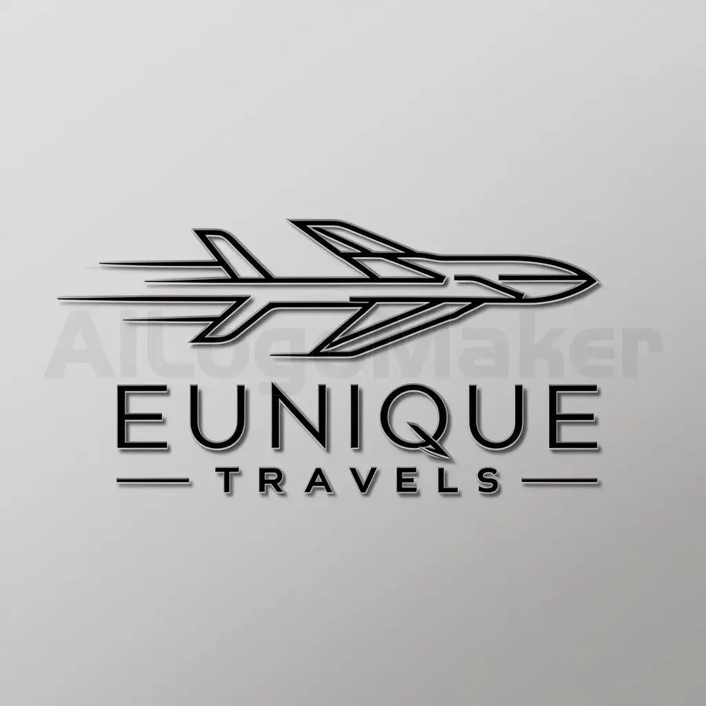 a logo design,with the text "eunique travels", main symbol:voyage avion,complex,be used in Travel industry,clear background