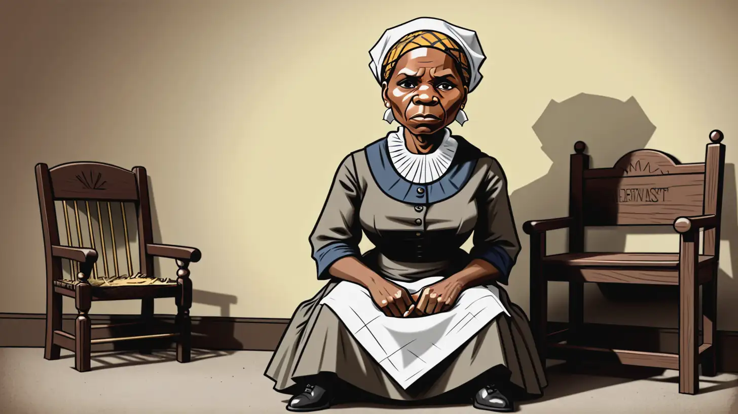 Cartoon Harriet Tubman Sitting Down