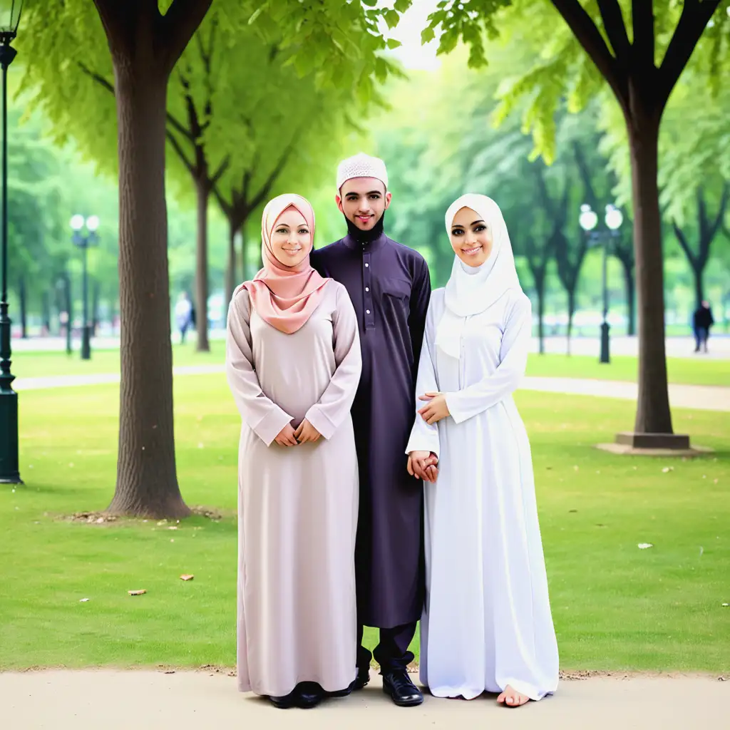 Suami dan istri muslim sedang di taman