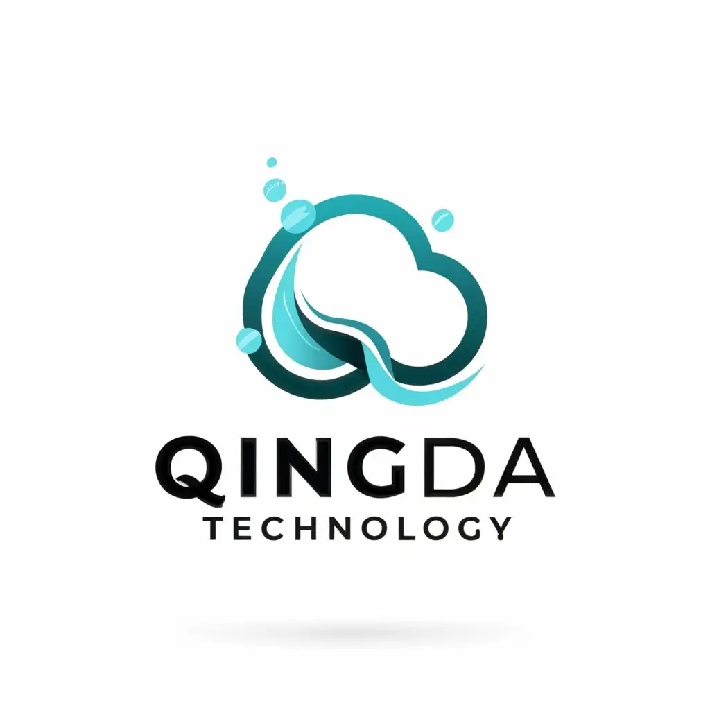 a logo design,with the text "Qingda Technology", main symbol:Water droplets, clouds,Moderate,be used in Others industry,clear background