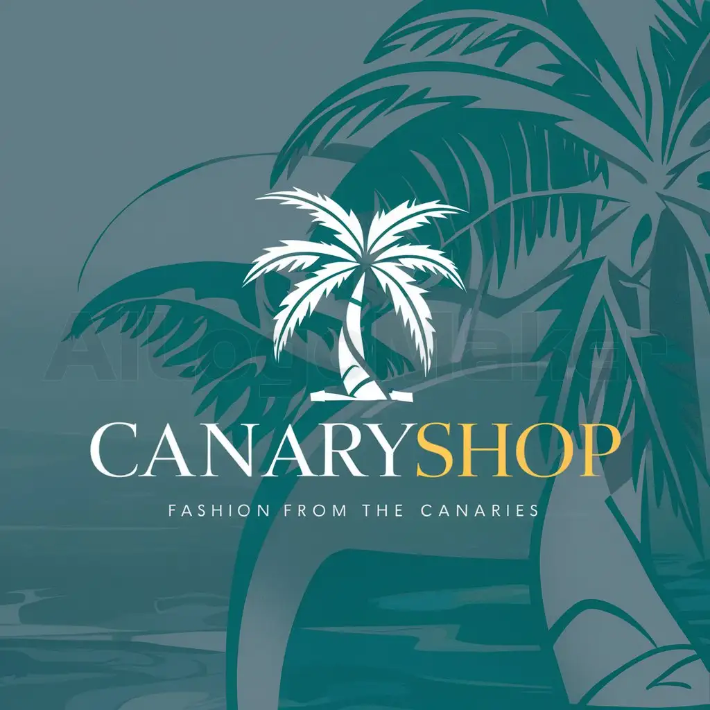 a logo design,with the text "CanaryShop", main symbol:The logo features a modern and sleek design that reflects the style and quality of the clothing brands found in the store. In the center of the logo is a stylized illustration of a palm tree, which is an iconic symbol of the Canary Islands. The palm tree is presented in a stylized and stylized manner, with clean and elegant lines, to convey a sense of sophistication and fashion. The palm leaves are subtly intertwined with the letters "CanaryShop," which are written in a modern, stylized typeface. The name of the store is presented in a bold color that contrasts with the background, to stand out and attract attention. At the bottom of the logo is the store's slogan, "Fashion from the Canaries," written in a smaller but legible typeface. The background of the logo can be in shades of blue or green to represent the ocean and nature of the Canary Islands.

This logo seeks to convey the essence of the store as a fashion destination in the Canary Islands, combining local elements with a modern and attractive design. I hope you like this CanaryShop logo idea! If you need any adjustments or have any other requests, I'm here to help.,Moderate,be used in moda industry,clear background