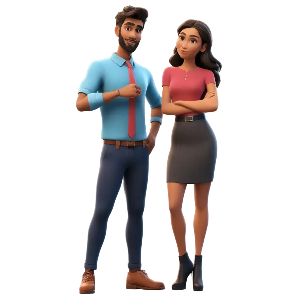 Character animation man and woman Thinking