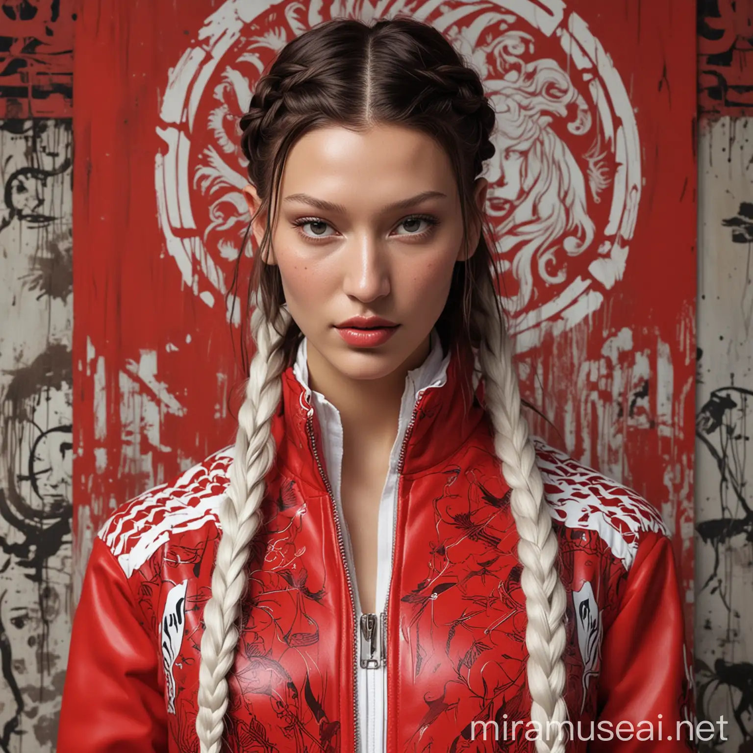 Bella Hadid Portrait in Game of Thrones Style with Rustic Futuristic Twist
