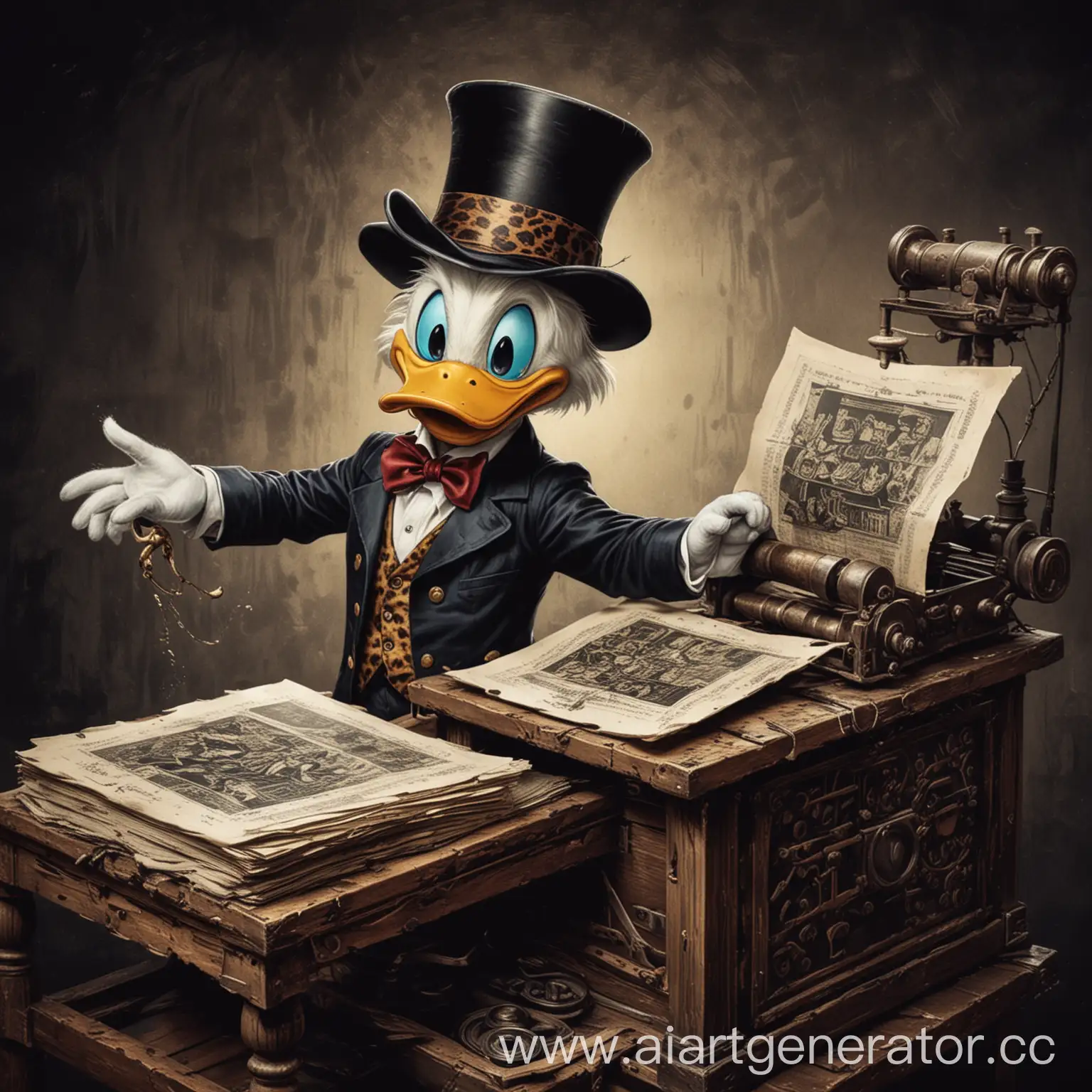 Donald-Duck-in-Leopard-Costume-Drives-Successful-Printing-Press