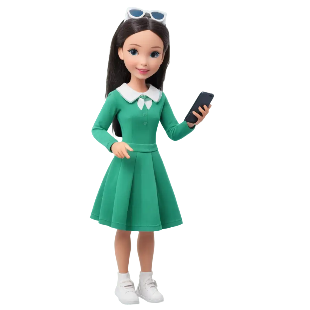 Doll girl using mobile