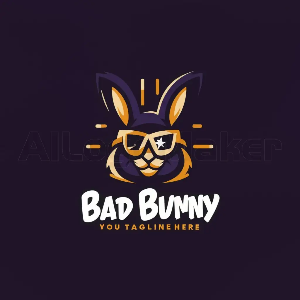 LOGO-Design-For-Bad-Bunny-Stylish-Rabbit-Cap-Glasses-Emblem-for-Retail-Industry