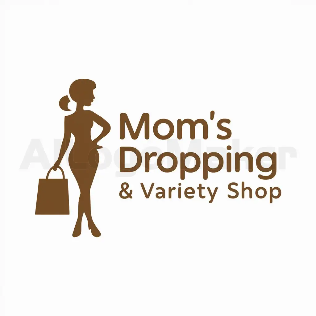 a logo design,with the text "Mom's Dropping & Variety Shop", main symbol:working mommy,Moderate,clear background