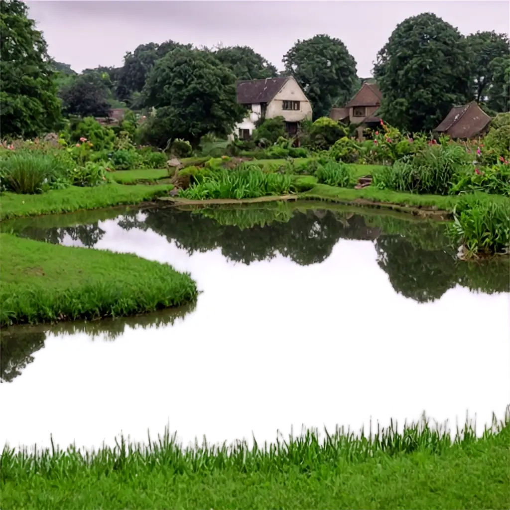 HighQuality-Village-Pond-PNG-Image-Perfect-for-Web-Designs-and-Print-Materials
