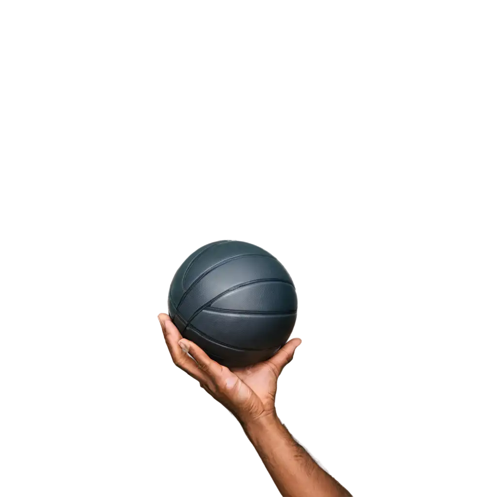 black hand holding basketball front view