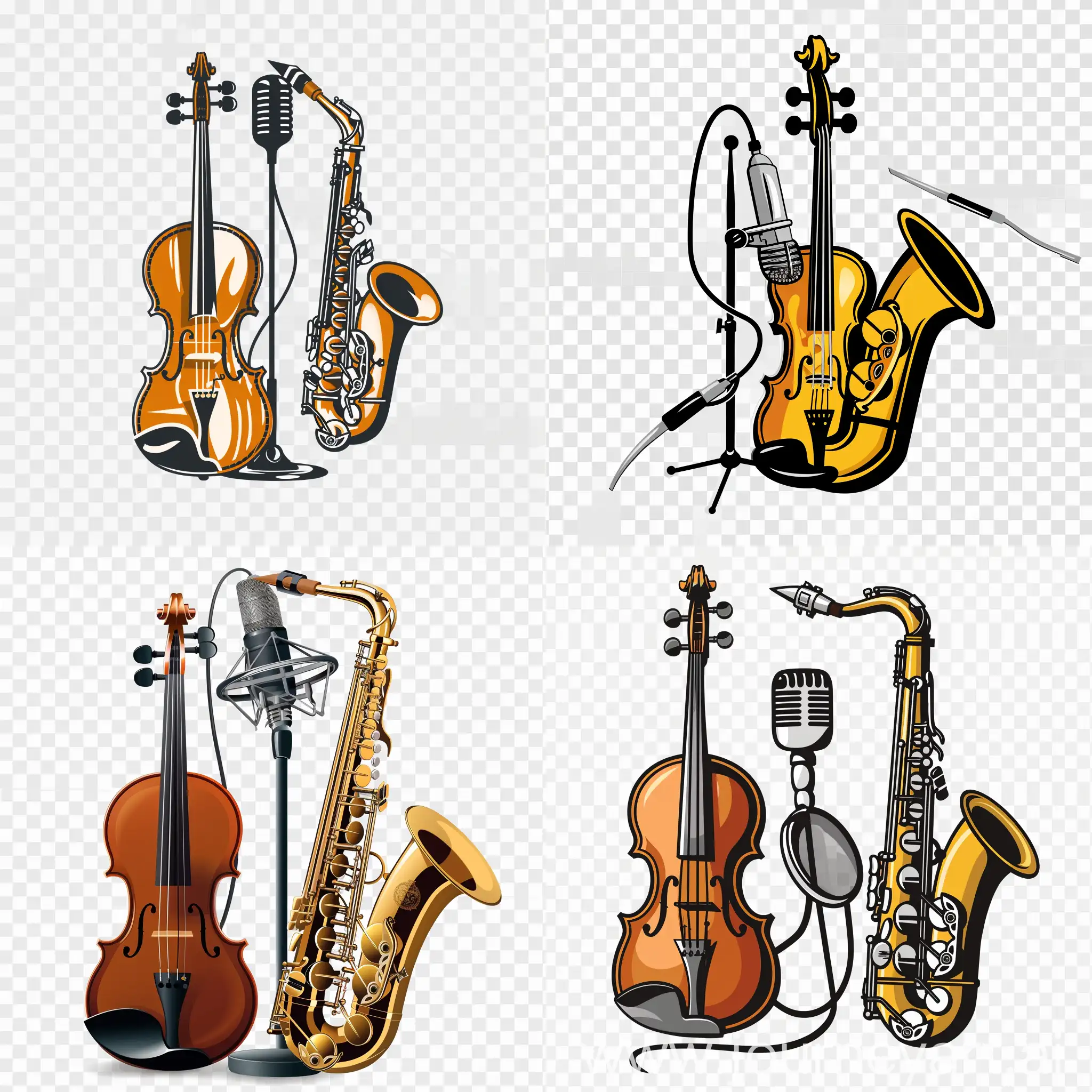 Musical-Instruments-Logo-with-Violin-Microphone-and-Saxophone