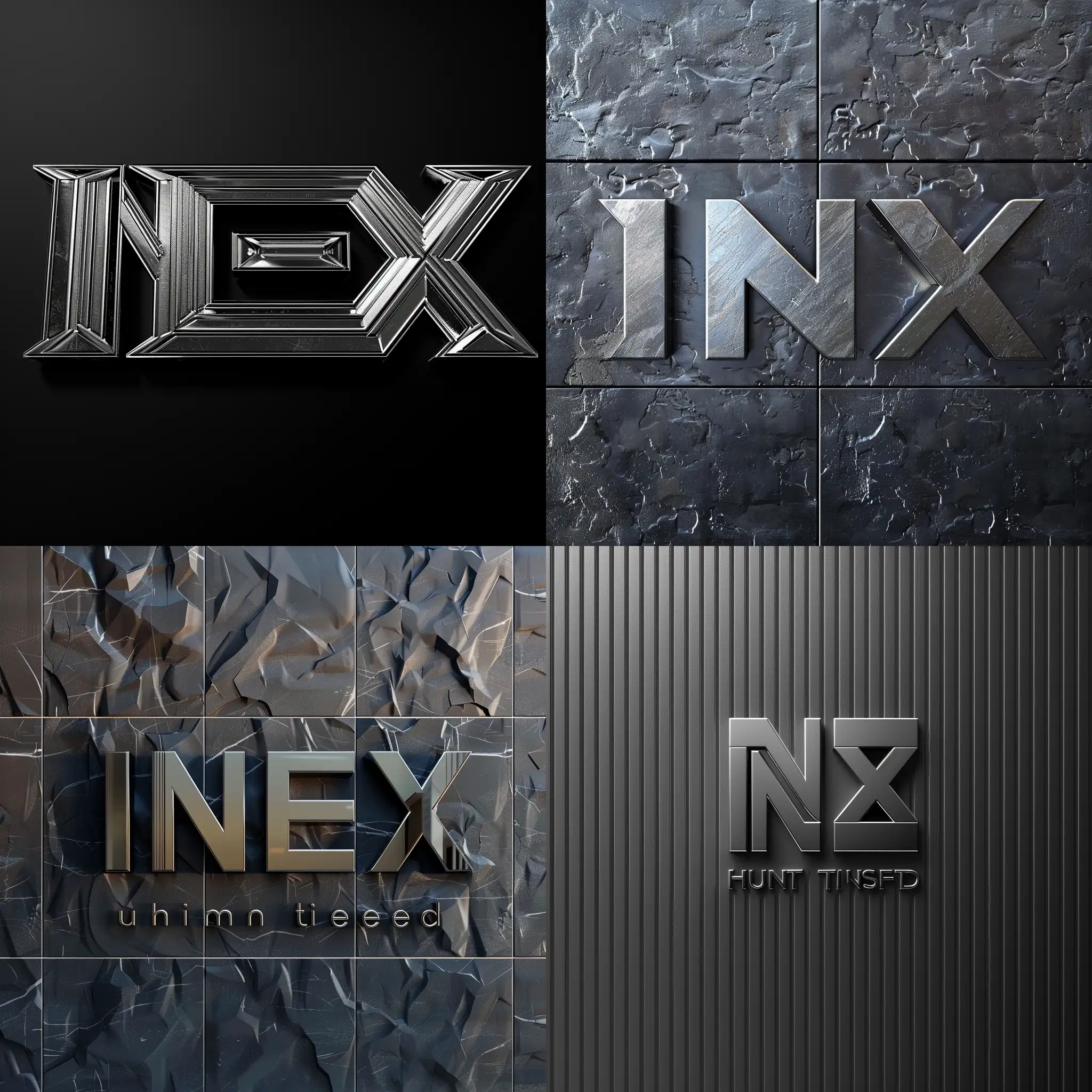 Logo for INEX, facades,  metall silver letters, reliable, honest, friendly,