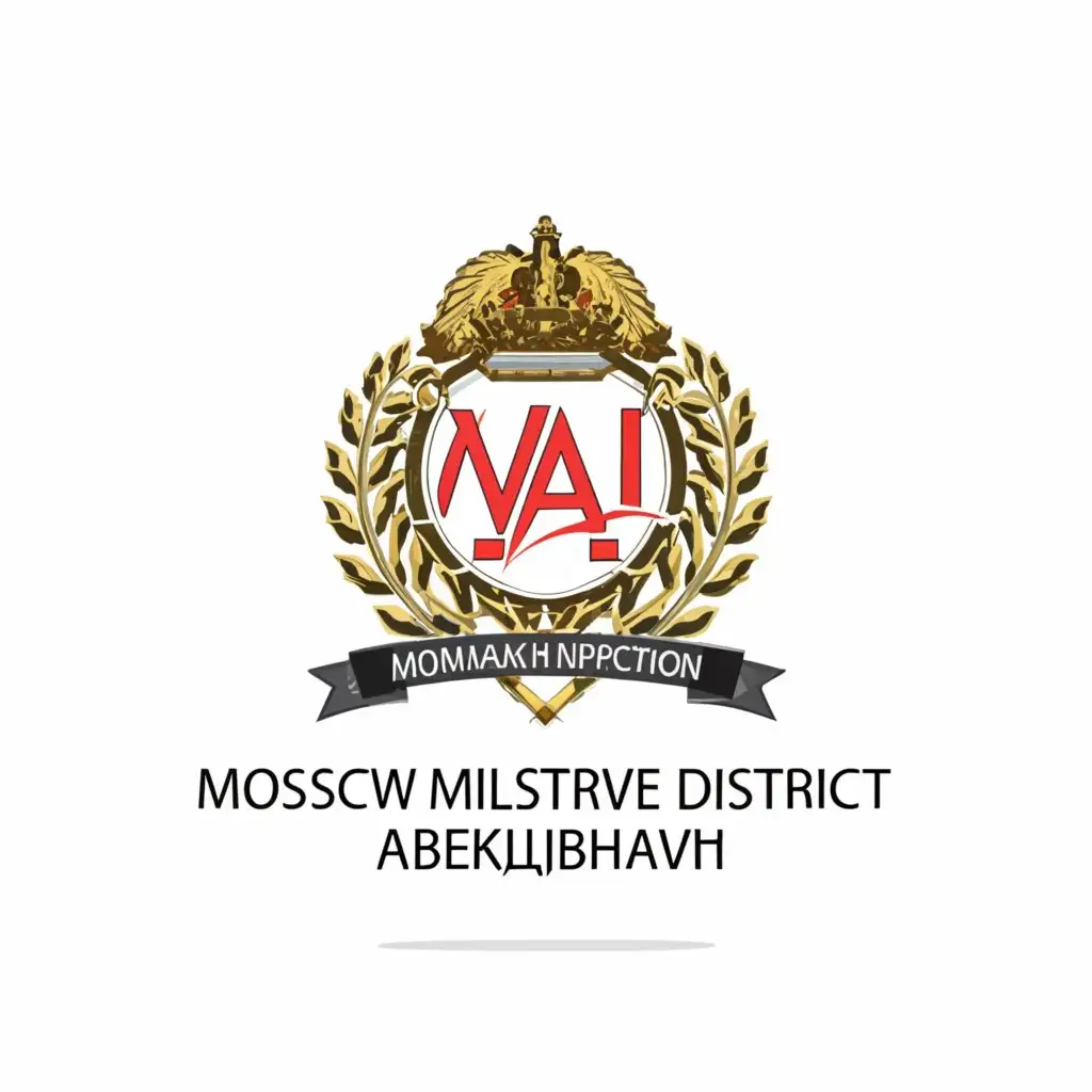 a logo design,with the text "The emblem of the military automobile inspection, on it, on top, is the hat of Monomakh", main symbol:Inscription VAI-in the middle, Moscow Military District below,Moderate,be used in Automotive industry,clear background