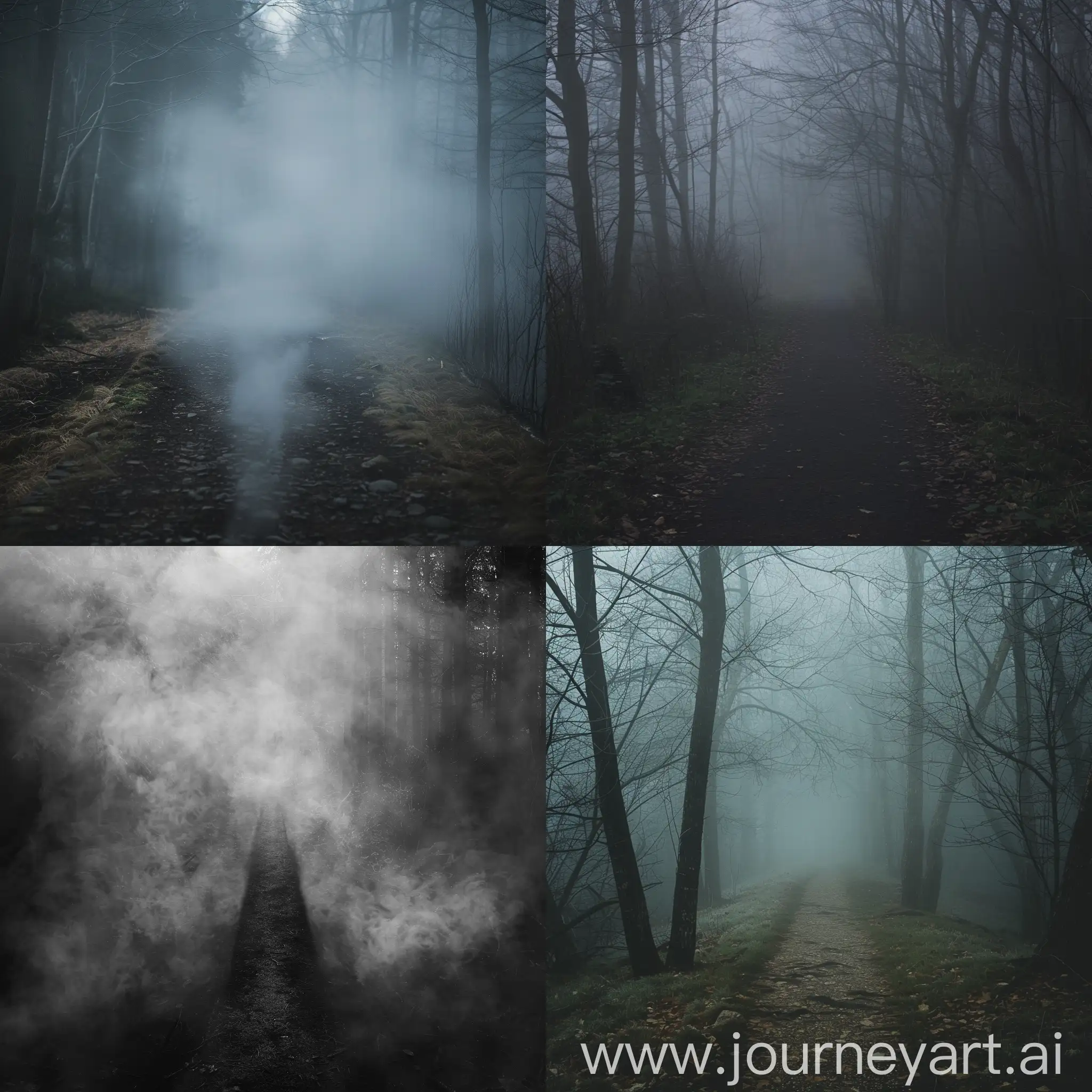 Eerie-Foggy-Forest-Path-Mysterious-Trail-vanishing-into-the-Mist