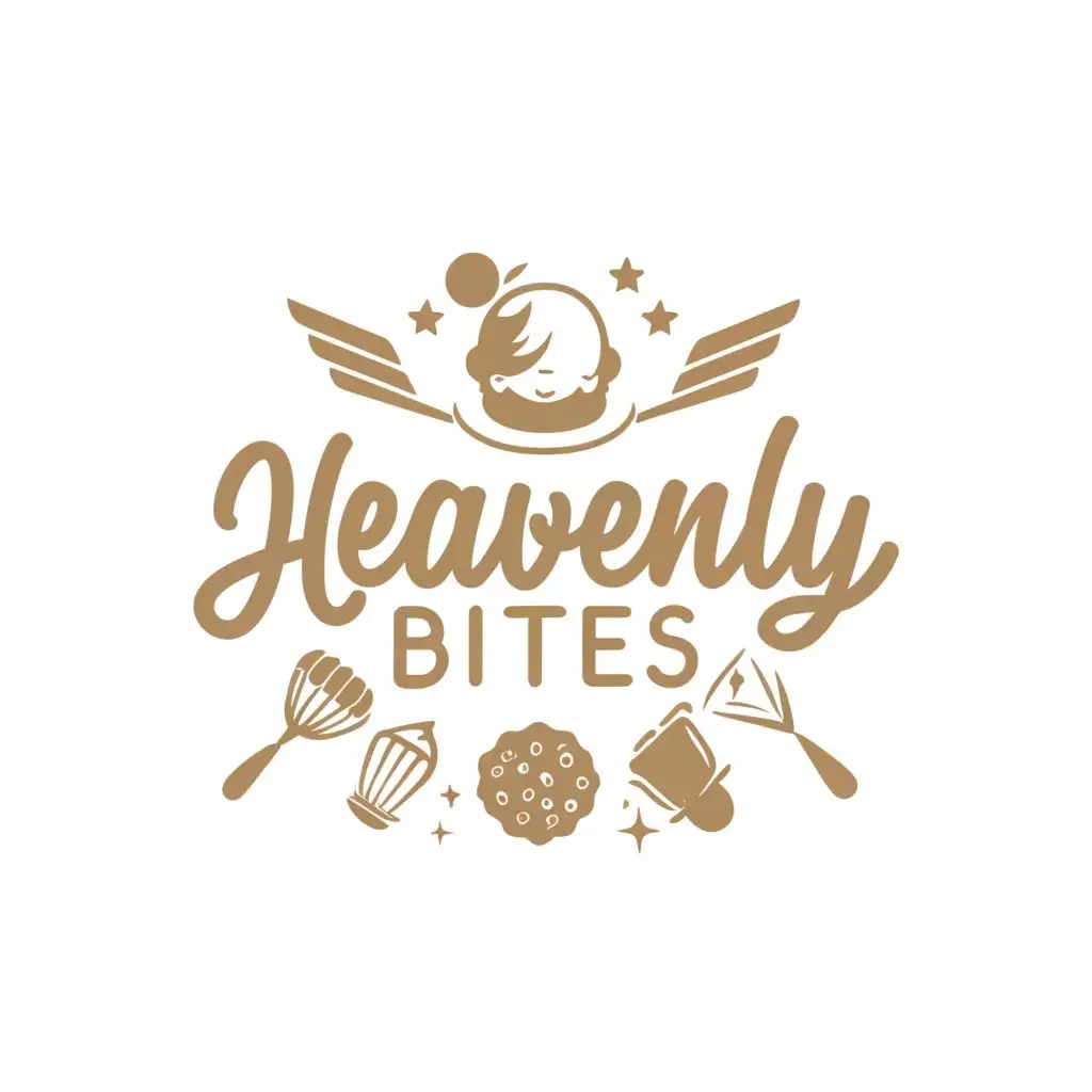 a logo design, with the text 'HEAVENLY btes', main symbol: bakeshop circle, Moderate, baby pink background