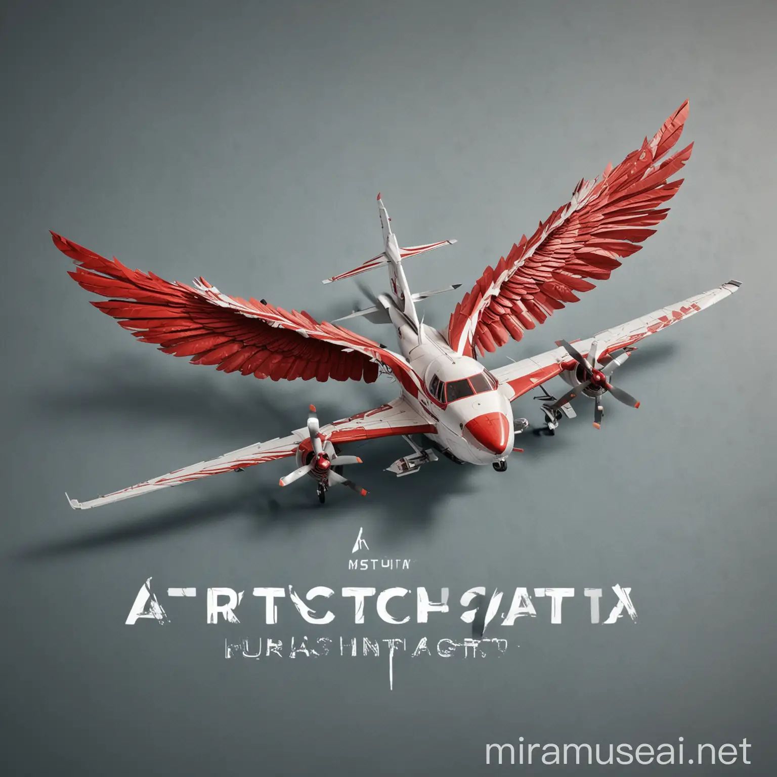 Winged Aircraft Flying with Arutschatta Logo