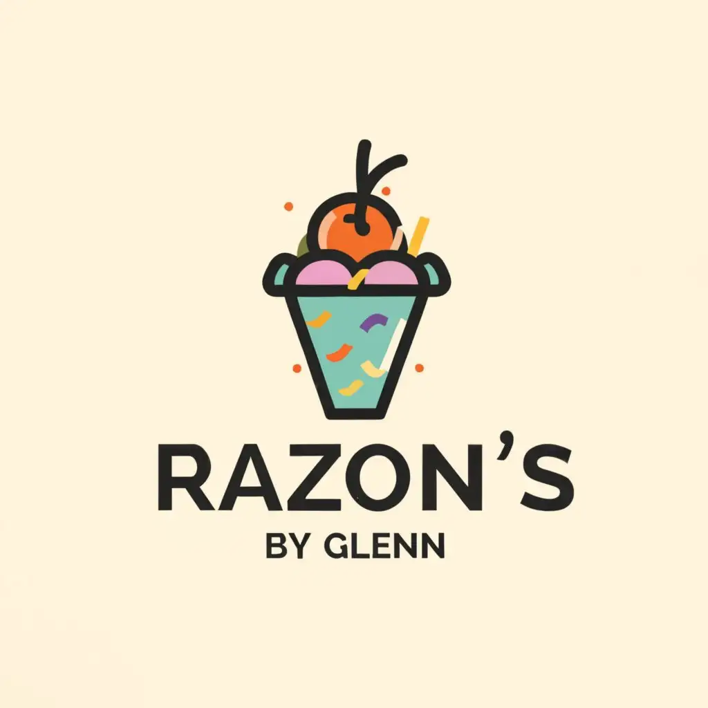 a logo design,with the text "Razon's by Glenn", main symbol:Halo halo,Minimalistic,be used in Restaurant industry,clear background