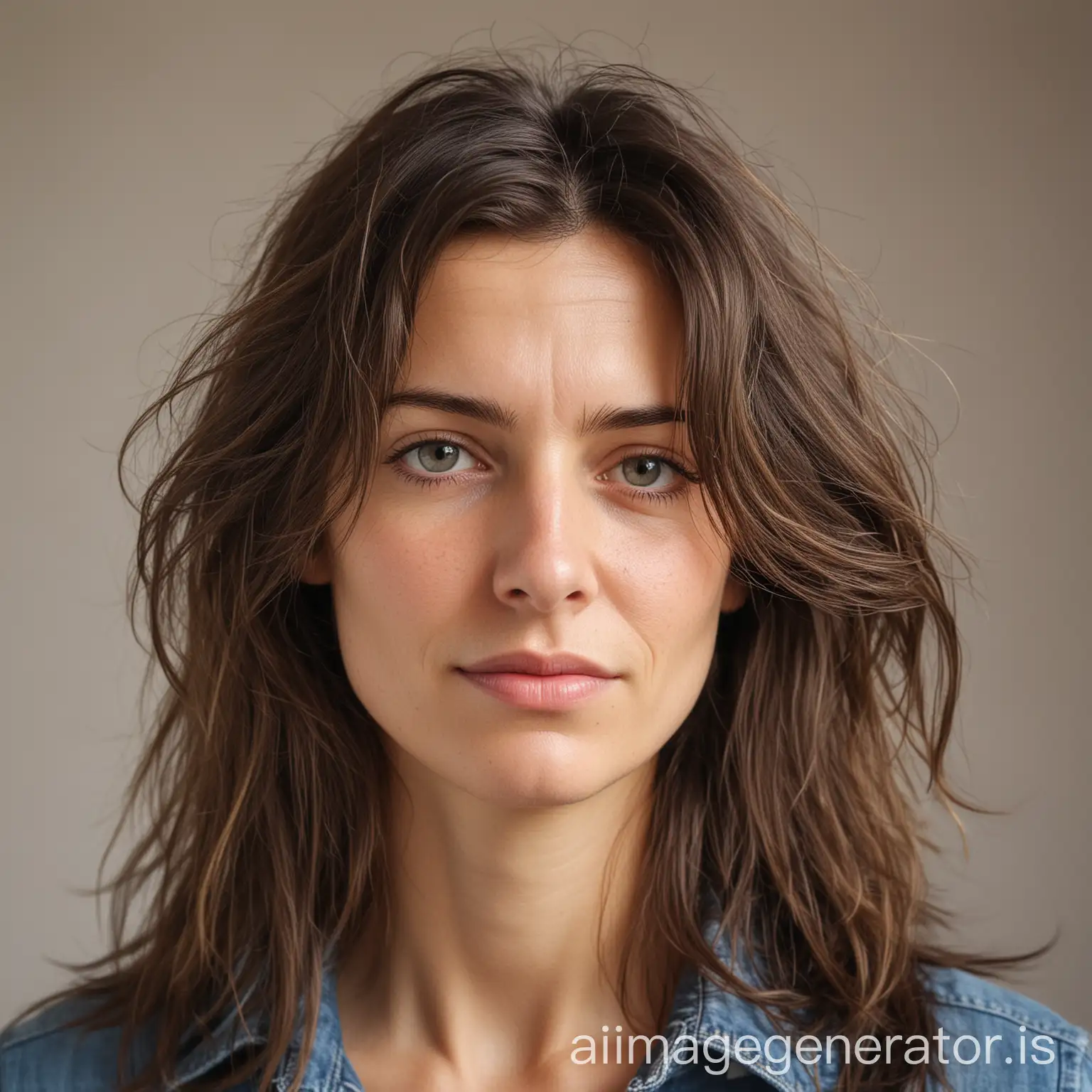 a French woman thirty years old with loose hair, without glasses, without a hat