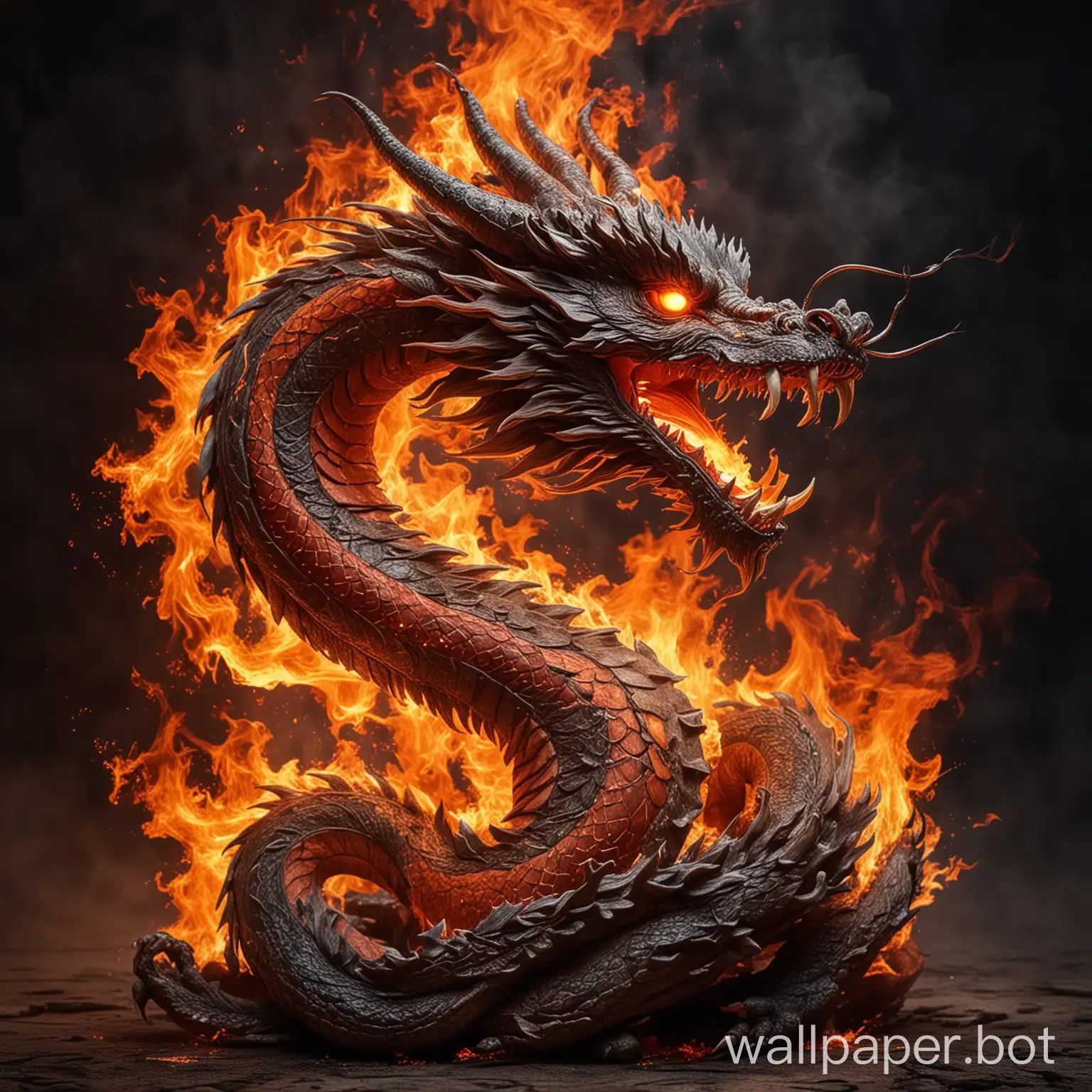 a fire chinese dragon