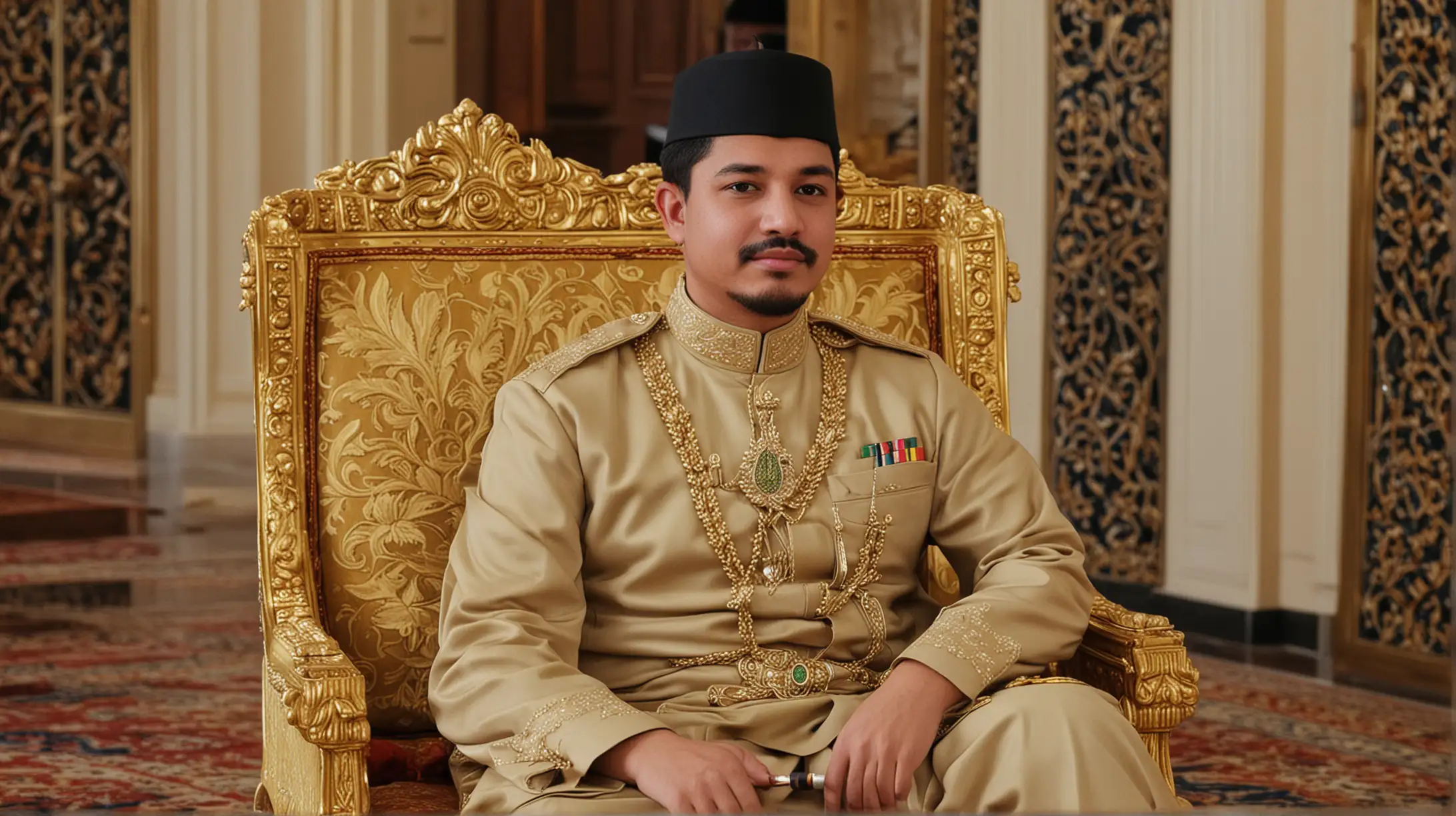 Brunai Prince Mateen Sitting inside the royal palace