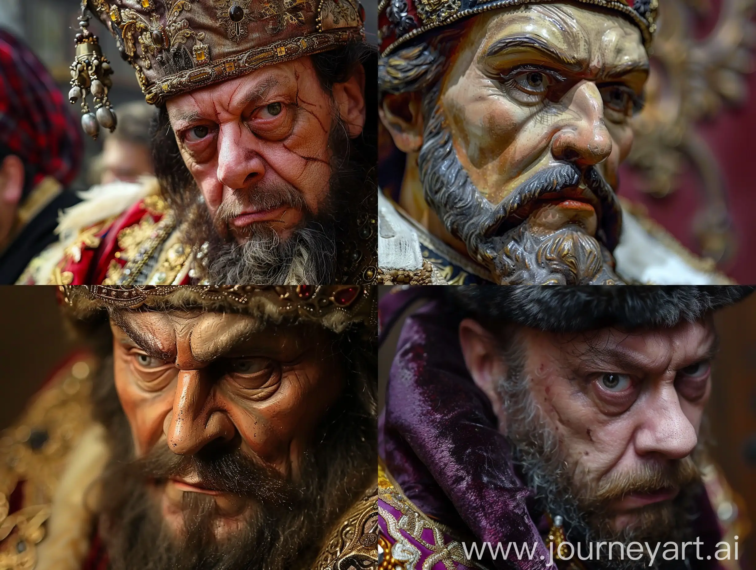 Tsar Ivan the Terrible in Barcelona, closeup, realistic, at day